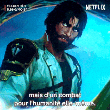 a man with a beard is on a netflix ad