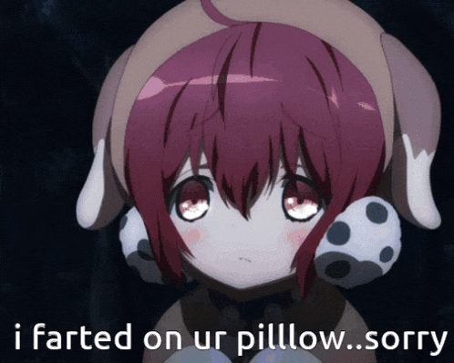 a picture of a girl that says i farted on ur pillow