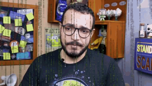 a man wearing glasses and a shirt that says p sheep