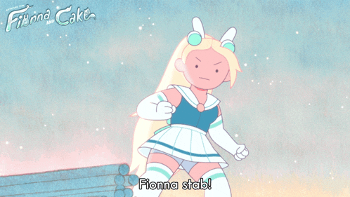 a poster for fianna and cake shows a cartoon character