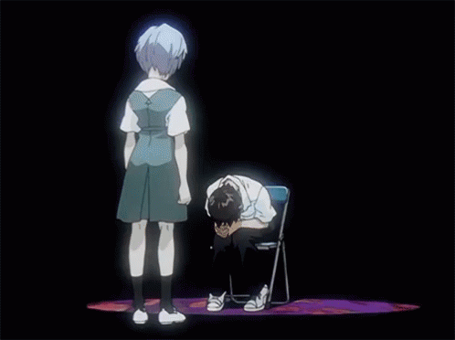逃げちゃダメだ Evangelion Rei Shinji 泣く GIF - Cant Run Away Shinji Ikari Evangelion GIFs
