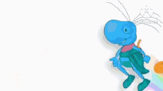 a cartoon character is sitting on a rainbow next to a rainbow .