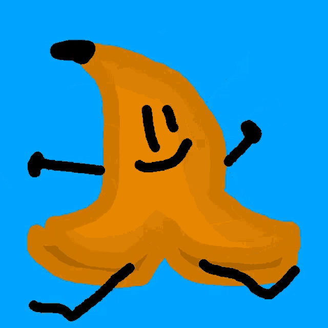 a cartoon drawing of a banana peel with arms and legs