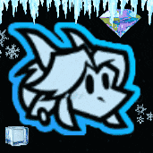 a drawing of a fox with icicles and snowflakes