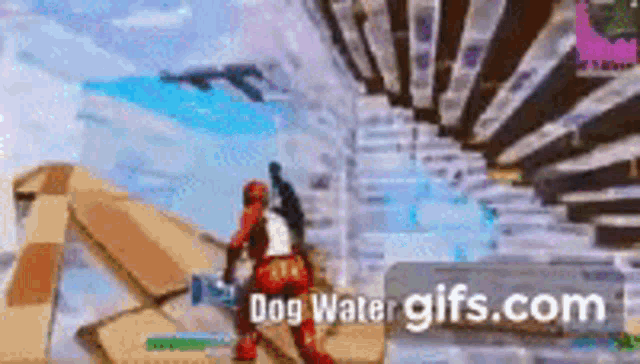 a person is playing a video game in a video game called dog water gifs.com .