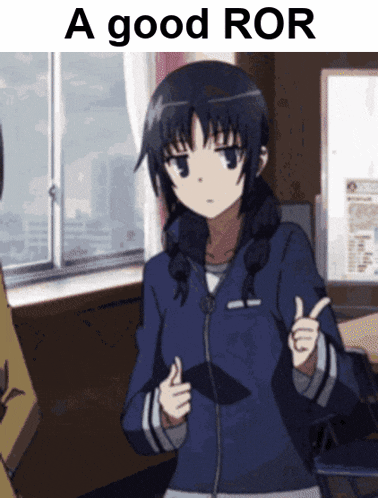 a girl giving a thumbs up with the words " a good ror " below her