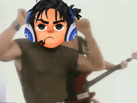 a cartoon character with headphones and a microphone on his head