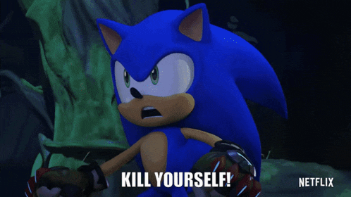 a sonic the hedgehog says kill yourself on a netflix ad