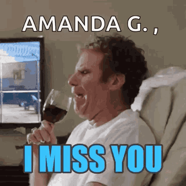 a man is sitting in a hospital bed drinking a glass of wine and says i miss you .