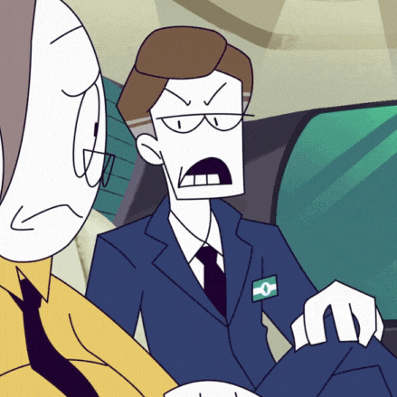 a cartoon of a man in a suit and tie with a badge that says ' a ' on it