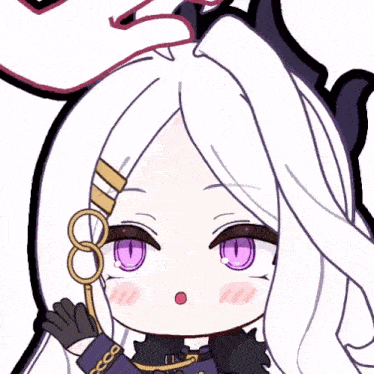 a cartoon drawing of a girl with purple eyes and a heart on her head