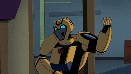 a cartoon of a robot with a blue eye