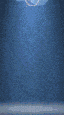 a blue background with a white object floating in it