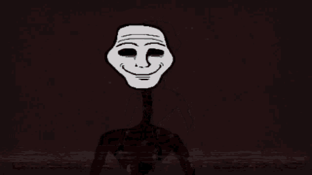 a troll face with black eyes and a smile