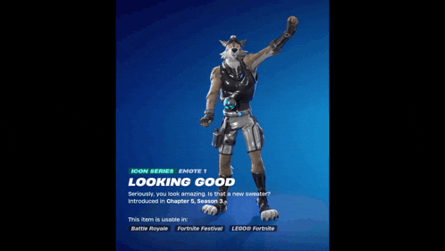 a looking good emote in a video game called fortnite