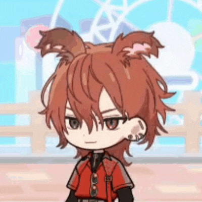 a cartoon character with red hair and ears is standing in front of a roller coaster .