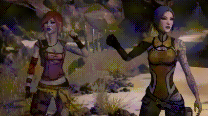 a couple of women standing next to each other in a field .
