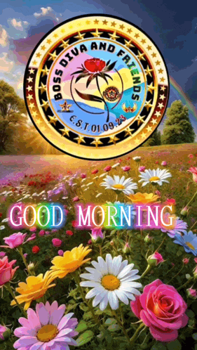 a picture of flowers with the words good morning on it