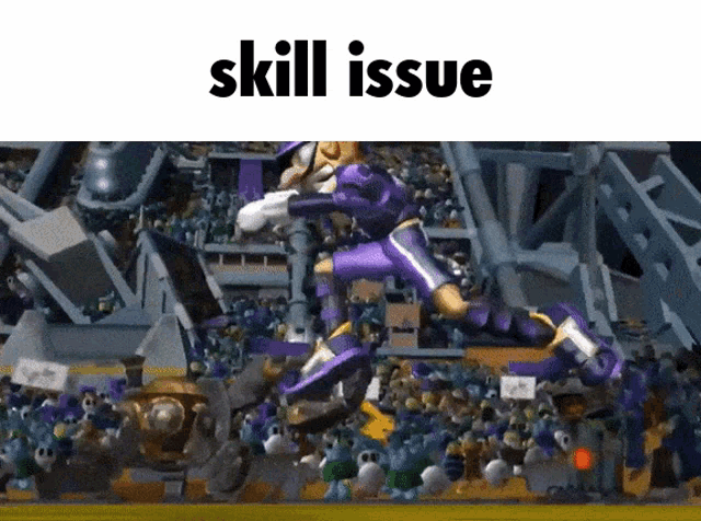 a picture of a cartoon character with the word skill issue on the bottom