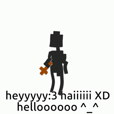 a pixel art drawing of a man holding a cross in his hand with the words heyyyyy : 3 haiiiiii xd hellooooo