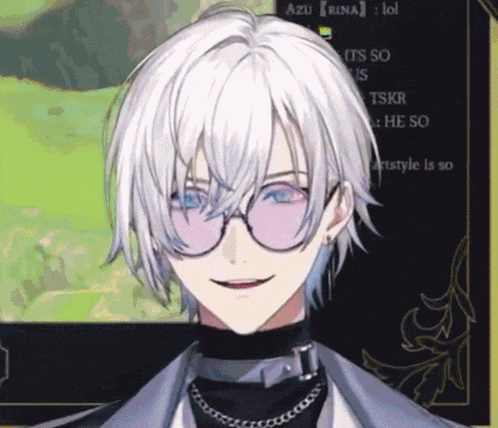 a man with white hair and glasses is smiling
