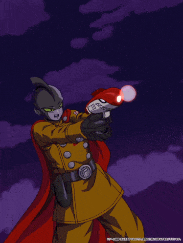 a cartoon of a man in a red cape with a red light coming out of his chest