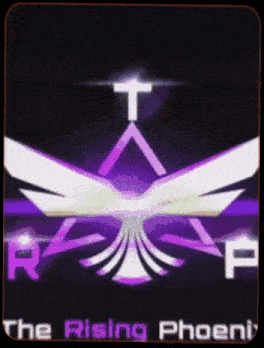 a logo for the rising phoenix with a purple and white design