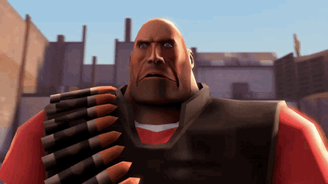 a cartoon character holding a bunch of bullets in his hand