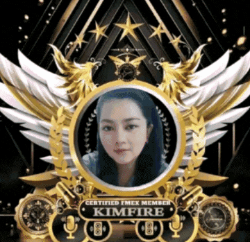 a picture of a woman in a circle with the name kimfire on the bottom