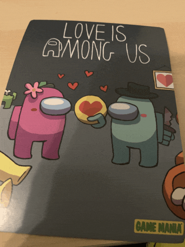 among us poster that says love is among us on the top