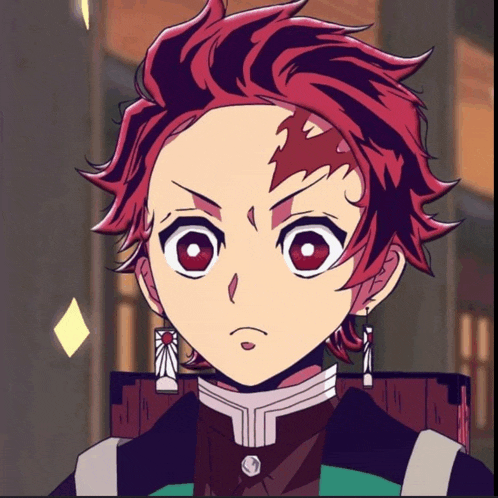 a close up of a anime character with red hair and earrings