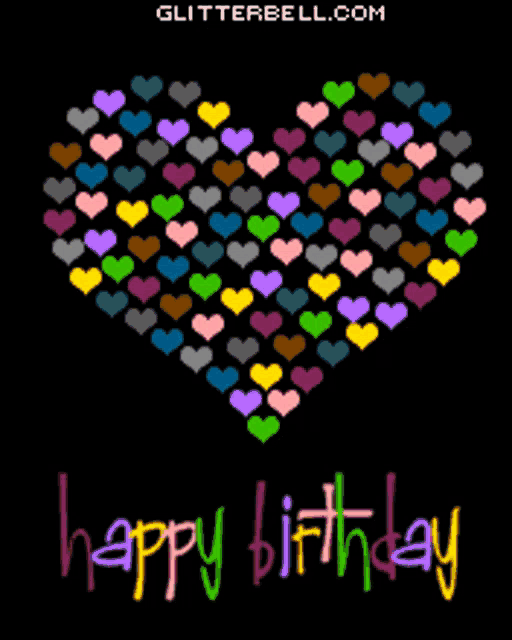 a birthday card with a heart made up of hearts and the words happy birthday