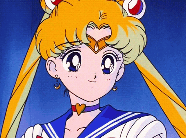 a close up of a cartoon character with a heart shaped necklace