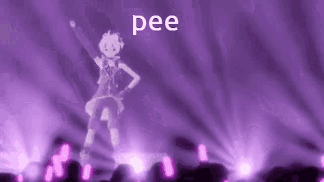 a girl is standing on a stage in front of a crowd of people .