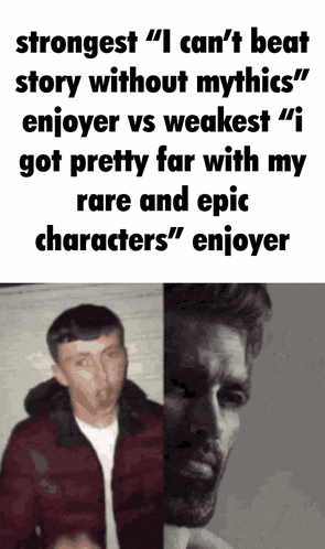 a man with a beard says " i can 't beat story without mythics "