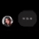 a woman 's face is visible in a circle next to a circle with three dots on it .