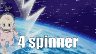 a cartoon of a baby with the words 4 spinner above it