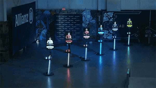 an indoor skate park with a sign that says ' a ' on it