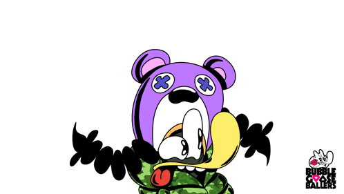 a cartoon character with bubble goose ballers written on the bottom of the image