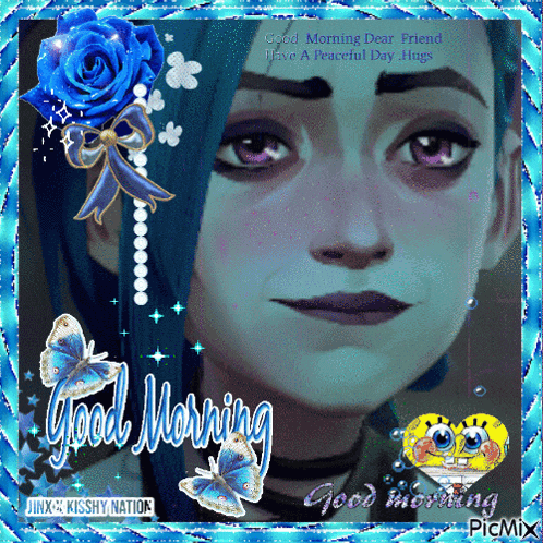 a picture of a girl with the words good morning dear friend on it