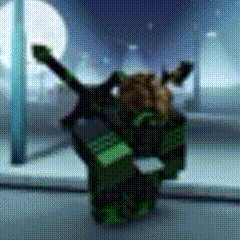 a blurred image of a person in a green robot costume