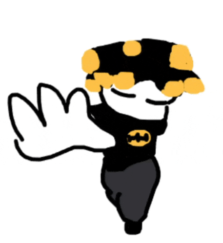 a black and white drawing of a person wearing a batman shirt