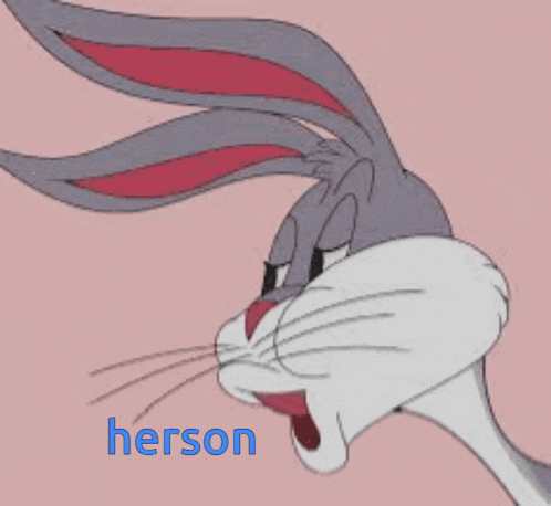 a picture of bugs bunny with the words chersons on the bottom right