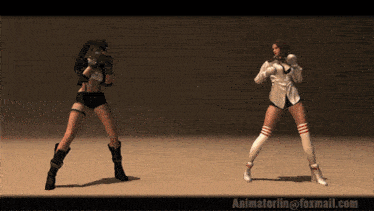 a video of two women boxing with the email address animatorlin@foxmail.com