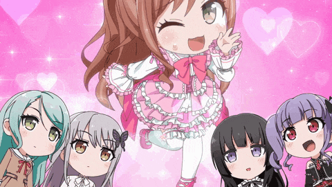 a girl in a pink dress is surrounded by other girls