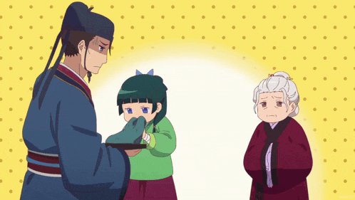 a cartoon of a man holding a child and a woman
