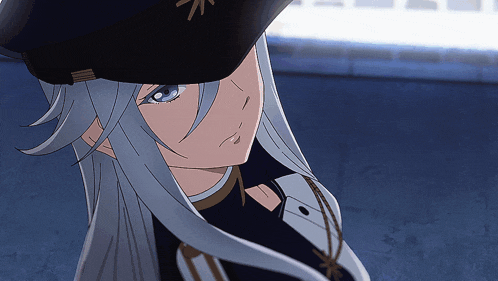 a girl with long white hair wearing a hat