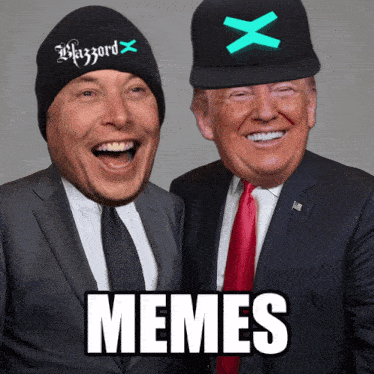 a man wearing a beanie with the word hazzard on it next to a man wearing a suit and tie