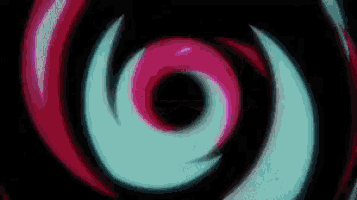 a red and blue swirl on a black background .