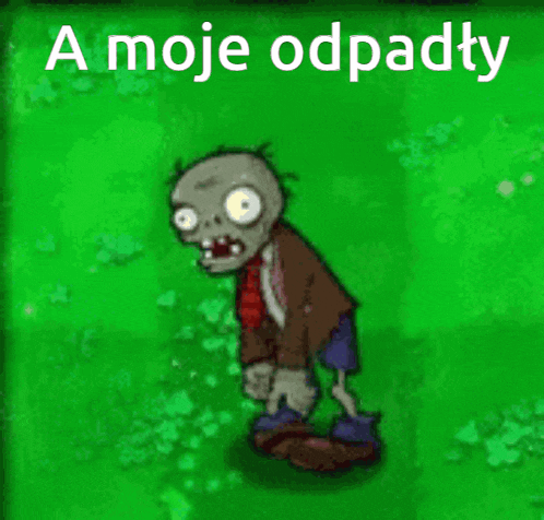 a cartoon of a zombie with the words " a moje odpadty " above it
